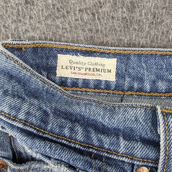 Levis Wedgie Tapered Jeans Womens 26x27 Blue Medium Wash Slim Stretch - Picture 7 of 14